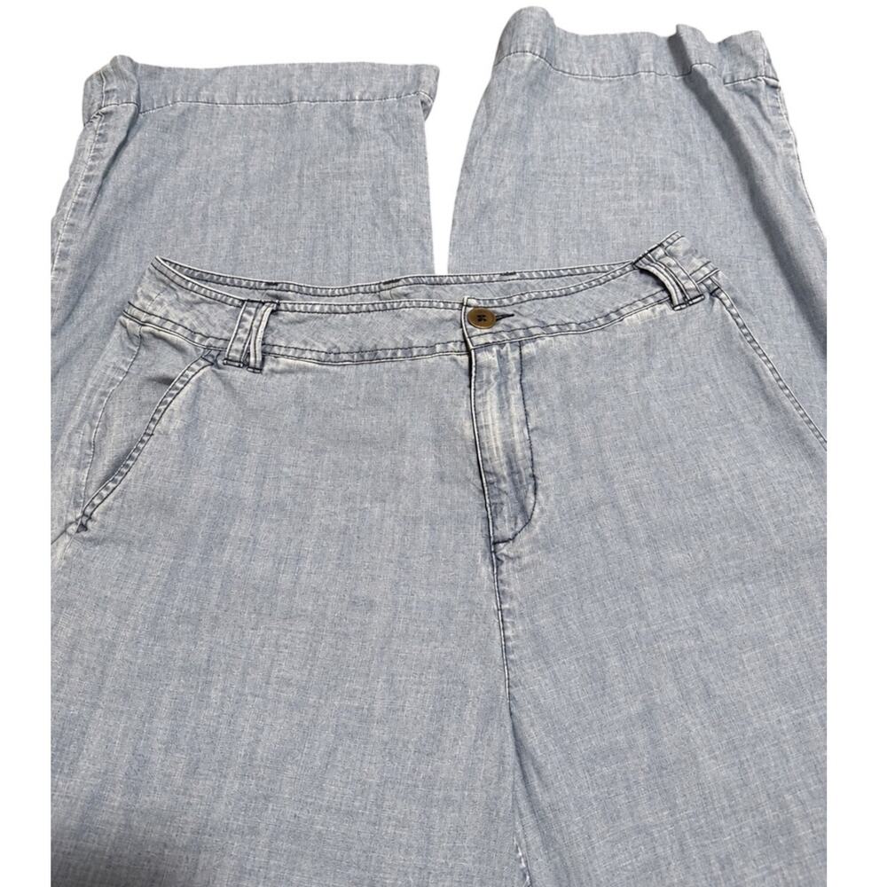 Sundance Blue Lyocell Linen Blend Wide Leg Coastal Pants, Chambray, Size 10 - Picture 2 of 6